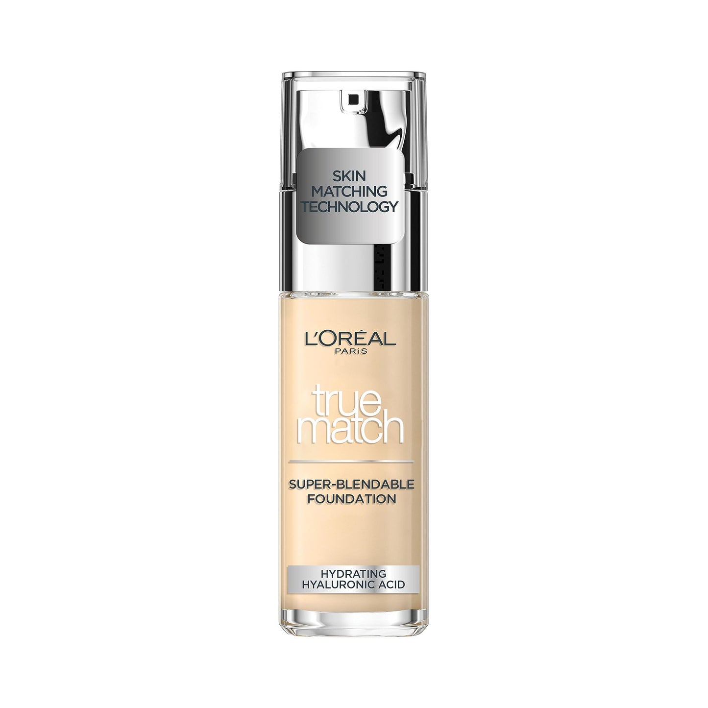 L'Oréal Paris Foundation for Face, Skincare Infused with Hyaluronic Acid, True Match Hydrating Liquid Foundation for All Skin Tones, 3N Creamy Beige, 30ml