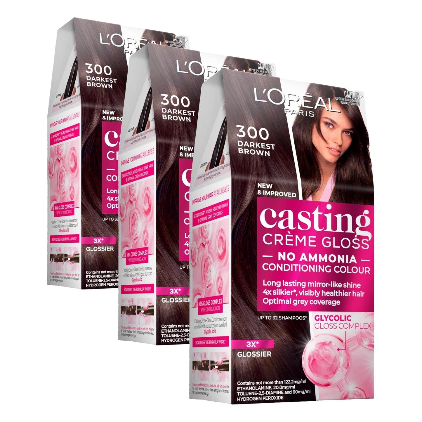 L'Oréal Paris Casting Crème Gloss Semi-Permanent Hair Colour - 300 Darkest Brown (Ammonia Free)