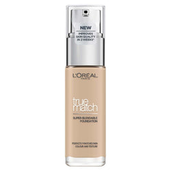 L'Oréal Paris Foundation for Face, Skincare Infused with Hyaluronic Acid, True Match Hydrating Liquid Foundation for All Skin Tones, 3N Creamy Beige, 30ml
