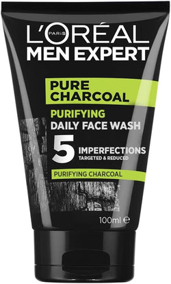 L'Oréal Paris Face Wash For Men, Cleanses and Purifies, For Oily Skin and Breakouts, With Oak Charcoal, Men Expert Pure Power Charcoal, 100ml