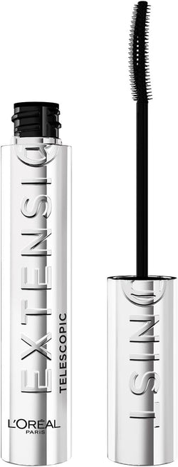 L'Oréal Paris Telescopic Extensionist Mascara, Extends lashes +5mm closer to brows*, Lash extension-like length, Clump-free formula, Washable, Black