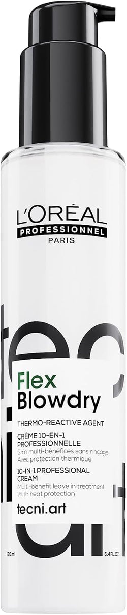 L'Oréal Professionnel Tecni.ART, Flex Blow Dry, 150 m Pre-Styling Blow-Dry Cream with 10-in-1 Benefits for All Hair Types, Heat Protection up to 230 °C | 150 ml
