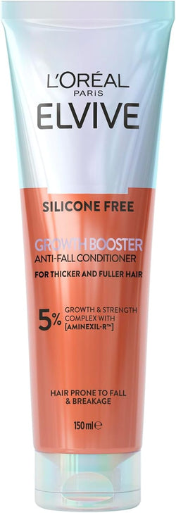 L'Oréal Paris Elvive Growth Booster Ani-Fall Conditioner 150 ml, with 5% Growth & Strength Complex, Visibly Thicker & Stronger Hair, for All Hair Types Prone to Hair Fall & Breakage