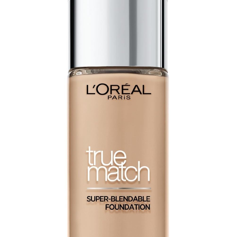 L'Oréal Paris Foundation for Face, Skincare Infused with Hyaluronic Acid, True Match Hydrating Liquid Foundation for All Skin Tones, 3N Creamy Beige, 30ml