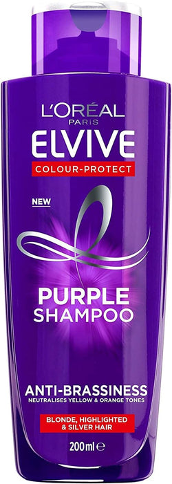 L'Oreal Paris Elvive Anti-Brassiness Purple Shampoo 200ml For Highlighted, Blonde And Grey Hair