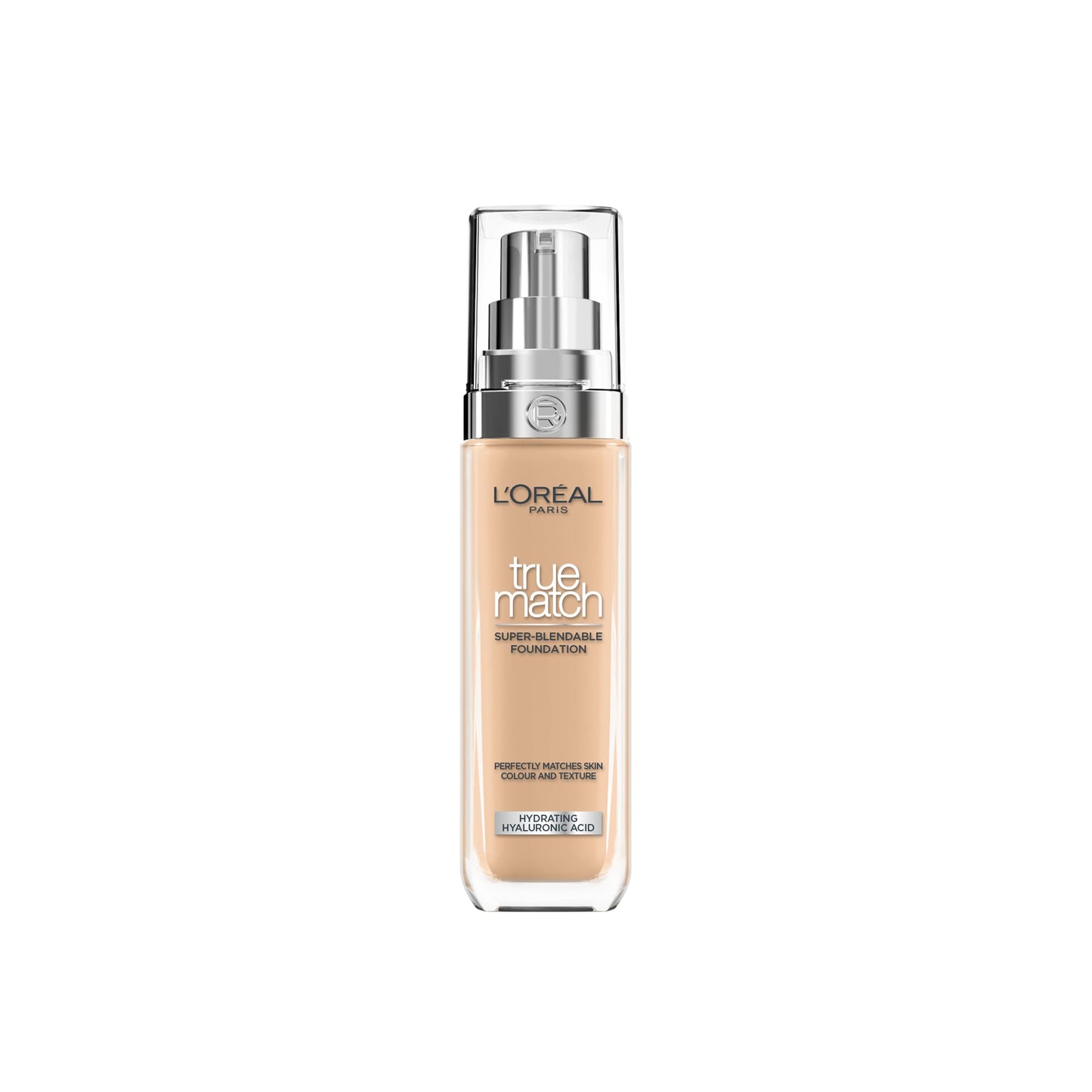 L'Oréal Paris Foundation for Face, Skincare Infused with Hyaluronic Acid, True Match Hydrating Liquid Foundation for All Skin Tones, 3N Creamy Beige, 30ml