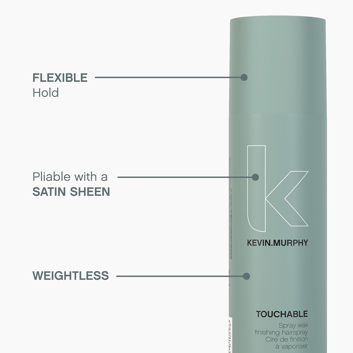 KEVIN.MURPHY TOUCHABLE Finishing Hair Spray Wax - For All Hair Types/Texture & Hold - Lightweight Hair Styling Spray With Hibiscus, Milk Thistle, Sea Lavender & Carrot Seed Oil - 250 mL