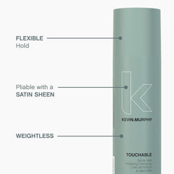 KEVIN.MURPHY TOUCHABLE Finishing Hair Spray Wax - For All Hair Types/Texture & Hold - Lightweight Hair Styling Spray With Hibiscus, Milk Thistle, Sea Lavender & Carrot Seed Oil - 250 mL