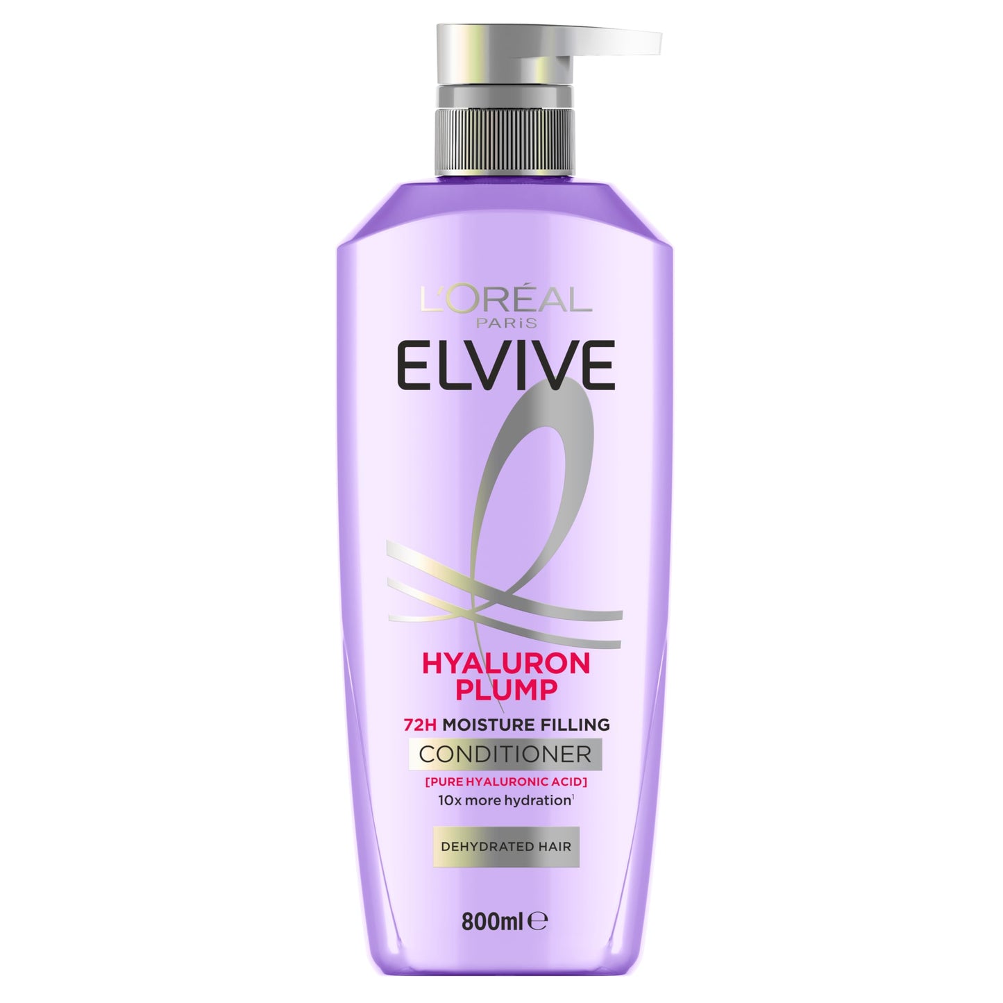 L’Oréal Paris Elvive Hyaluron Plump 72H Moisture Filling Hair Shampoo, for Dehydrated, Dry Hair, with Hyaluronic Acid, Deep Hydration, 800ml