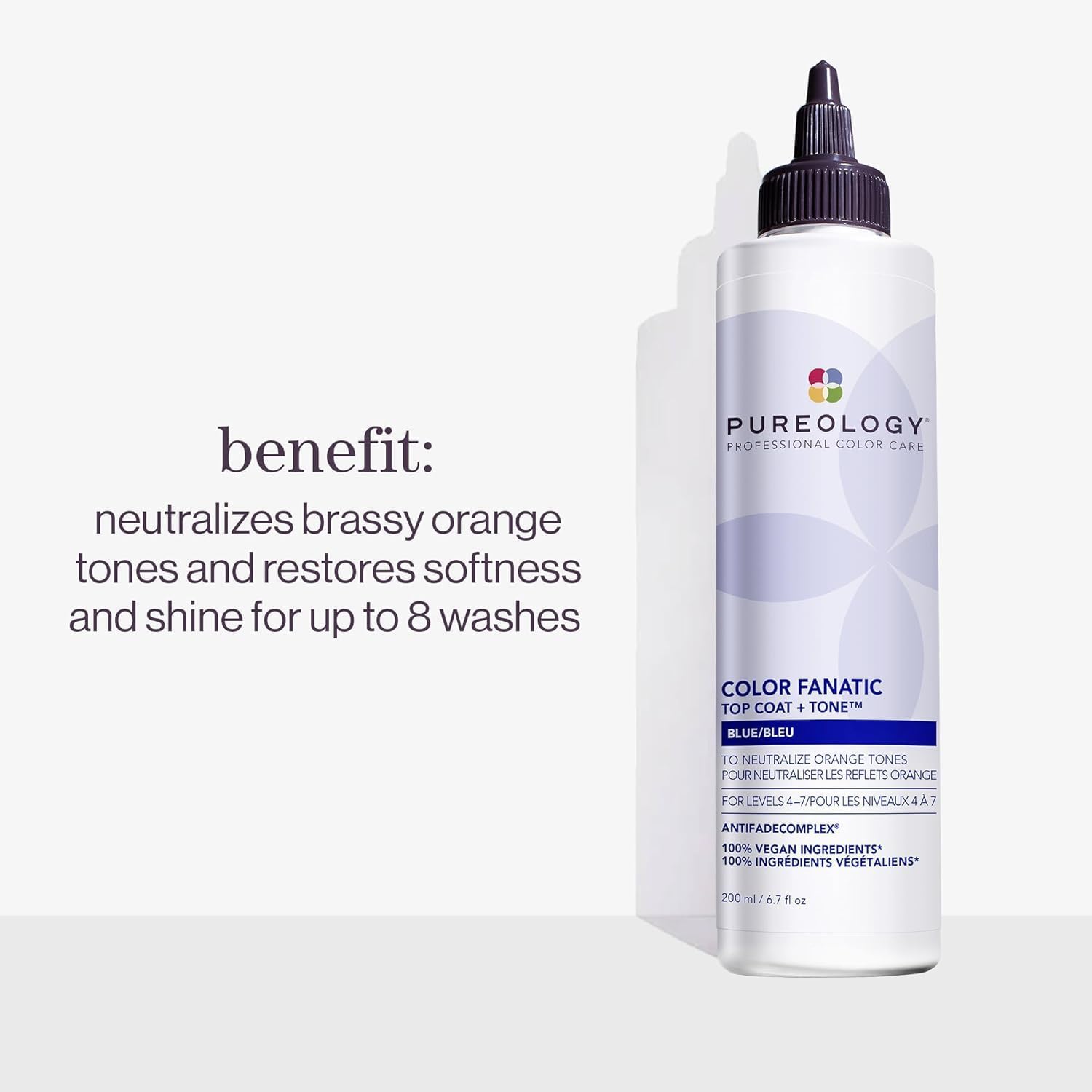 Pureology Color Fanatic Top Coat + Tone - Maintains Hair Color Treatment, Adds Vibrancy to Natural Hair Color, Smooths & Adds Shine | 200 ml