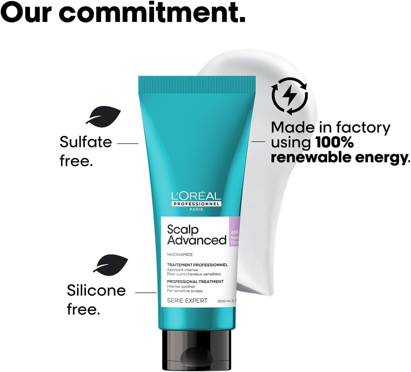 L’Oréal Professionnel Scalp Advanced Anti-Discomfort Treatment | Salon Grade Treatment For Sensitive Scalps | Enriched with Niacinamide | 200 ml