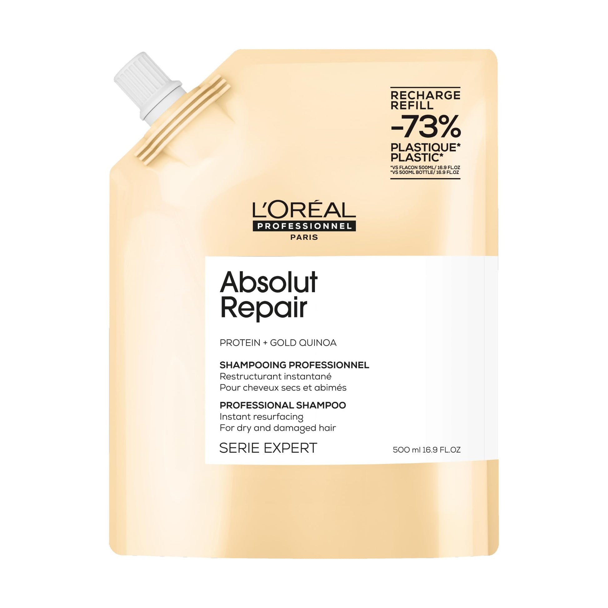 L'Oreal Professionnel Absolut Repair Shampoo | Salon Grade Protein Hair Treatment | Repairs Damage & Provides Shine | With Quinoa & Proteins | For Dry Damaged Hair