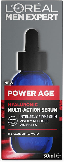 L'Oreal Paris Men Expert Power Age Multi-Action Serum 30ml, with Hyaluronic Acid, to Intensely Firm Skin & Visibly Reduce Wrinkles, Deeply Hydrate Skin