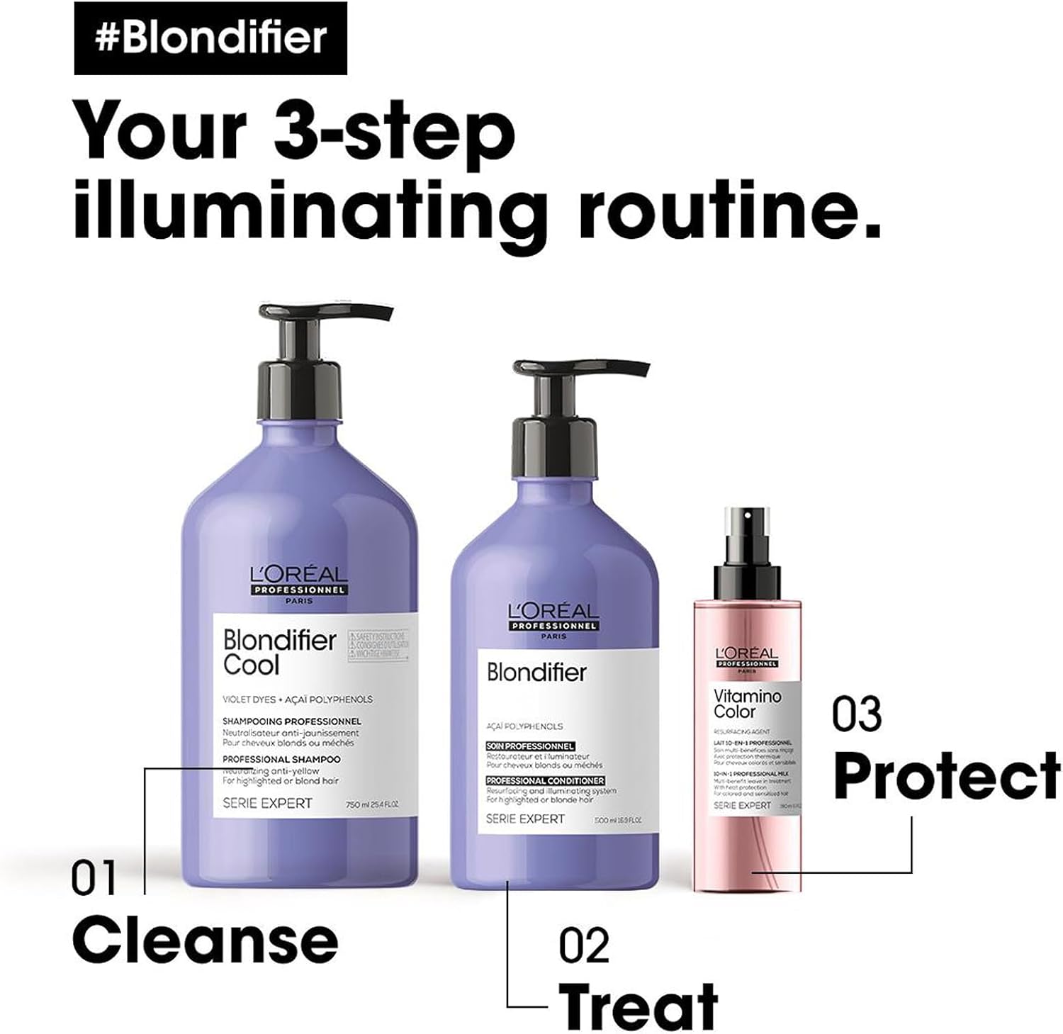 L'Oréal Professionnel Nourishing Conditioner for Blonde and Bleached Hair, Açai Berry Extract, Expert Series, Blondifier Conditioner, 500 ml