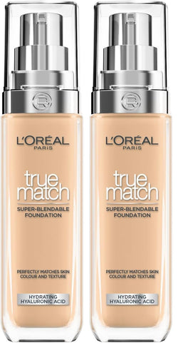 L'Oréal Paris Foundation for Face, Skincare Infused with Hyaluronic Acid, True Match Hydrating Liquid Foundation for All Skin Tones, 3N Creamy Beige, 30ml