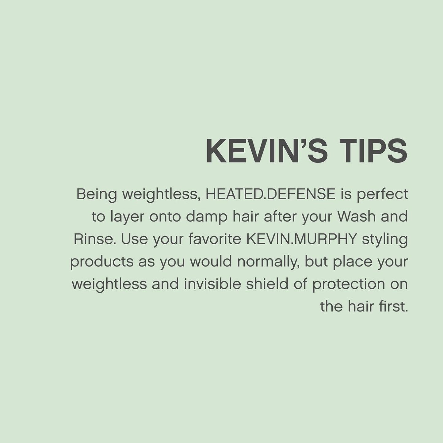 KEVIN.MURPHY HEATED.DEFENSE Heat Protection Hair Spray - For All Hair Types - Leave-In Styling Foam with Jojoba Oil & Quinoa for Heat Defence up to 232C - 150mL