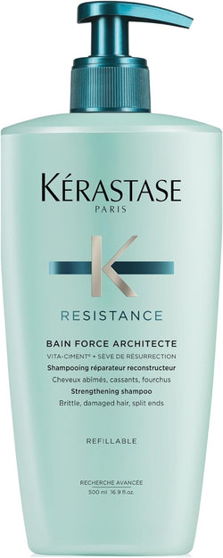 Kérastase Shampoo for Damaged and Damaged Hair, Regenerating and Strengthening Hair Bath, Bain Force Architecte, Resistance, 500 ml
