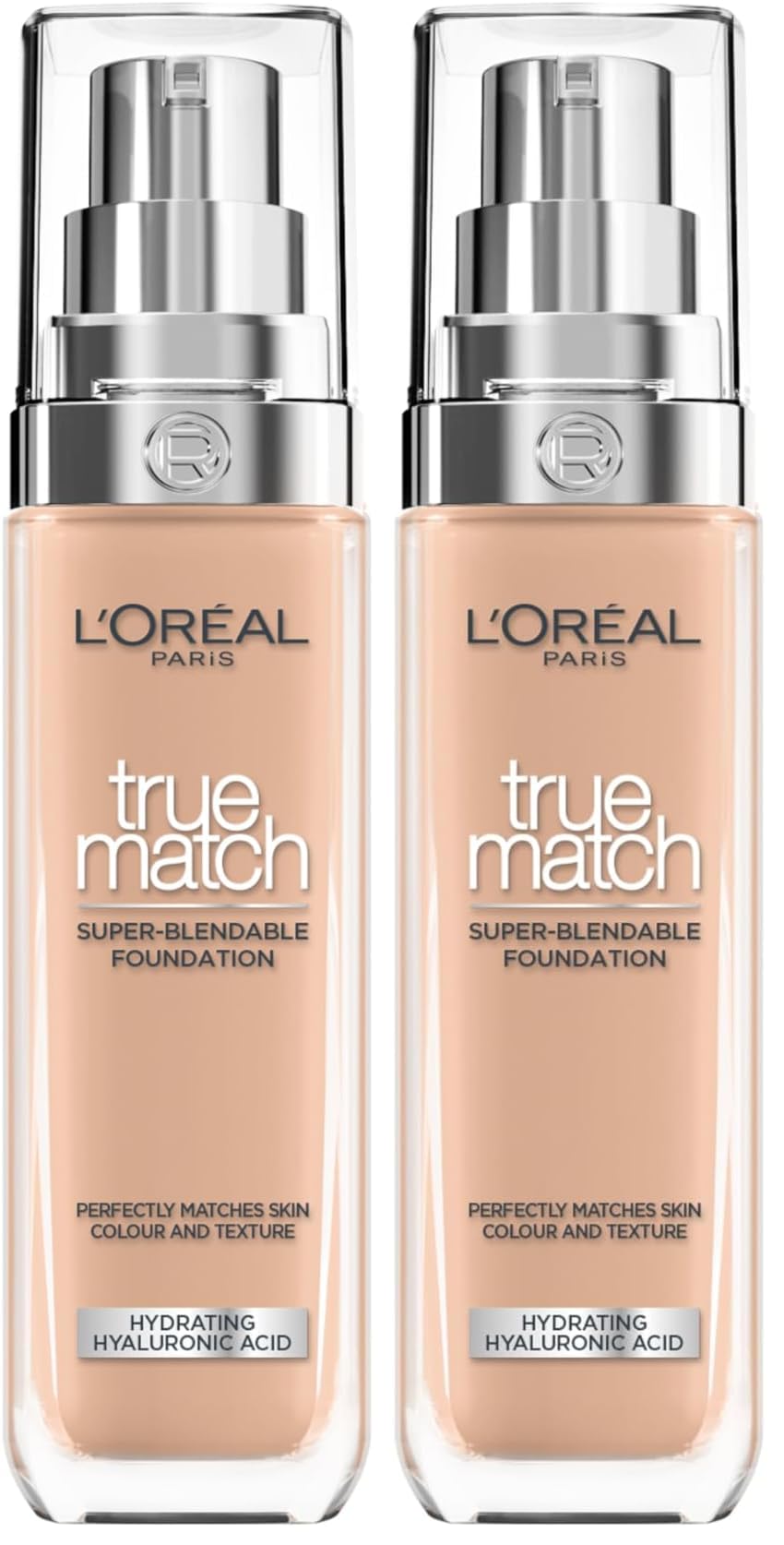 L'Oréal Paris Foundation for Face, Skincare Infused with Hyaluronic Acid, True Match Hydrating Liquid Foundation for All Skin Tones, 3N Creamy Beige, 30ml
