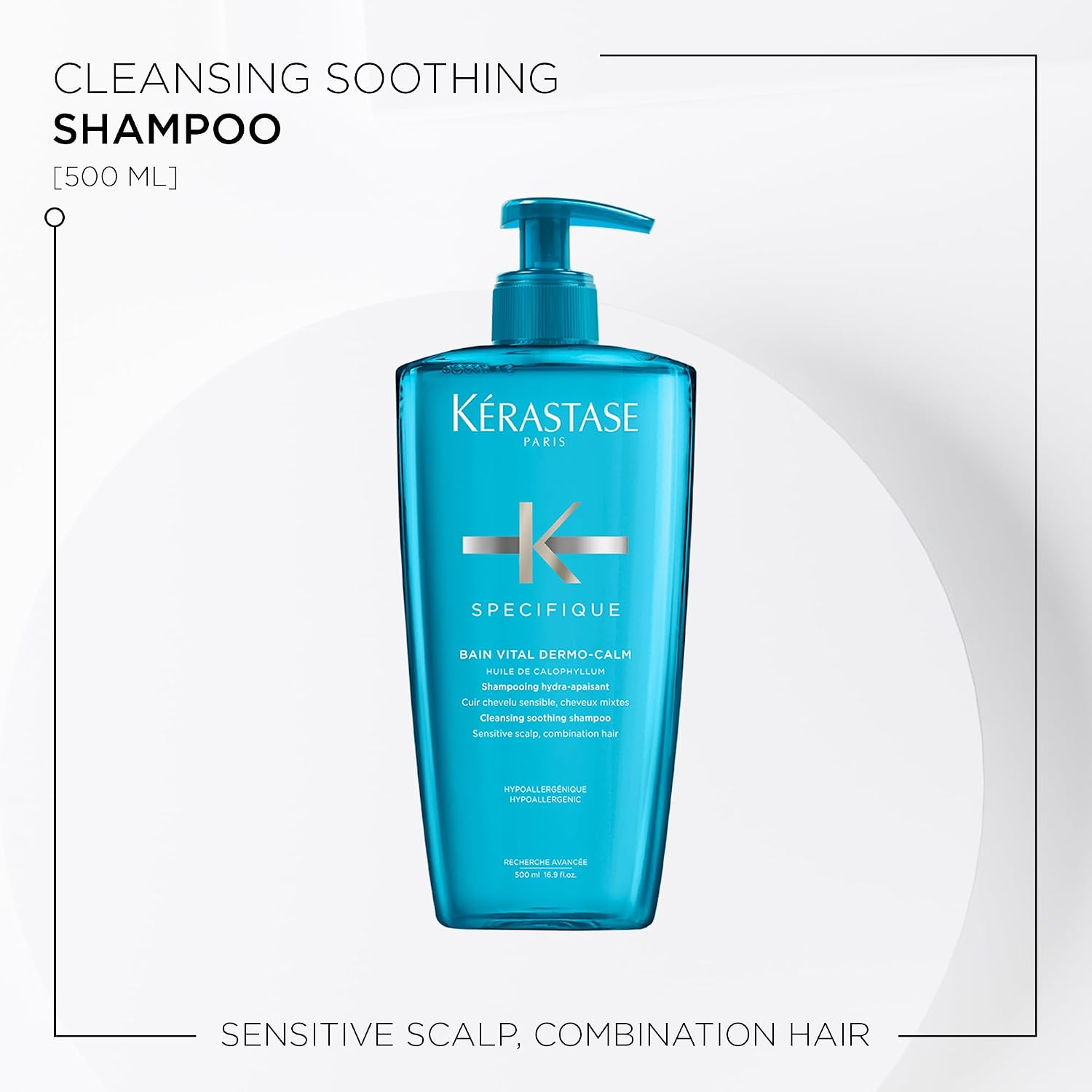 Kérastase Shampoo for Sensitive Scalp, Clarifying Hair Bath to Relieve Itching, Bain Vital Dermo-Calm, Spécifique 500 ml