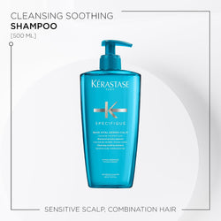 Kérastase Shampoo for Sensitive Scalp, Clarifying Hair Bath to Relieve Itching, Bain Vital Dermo-Calm, Spécifique 500 ml