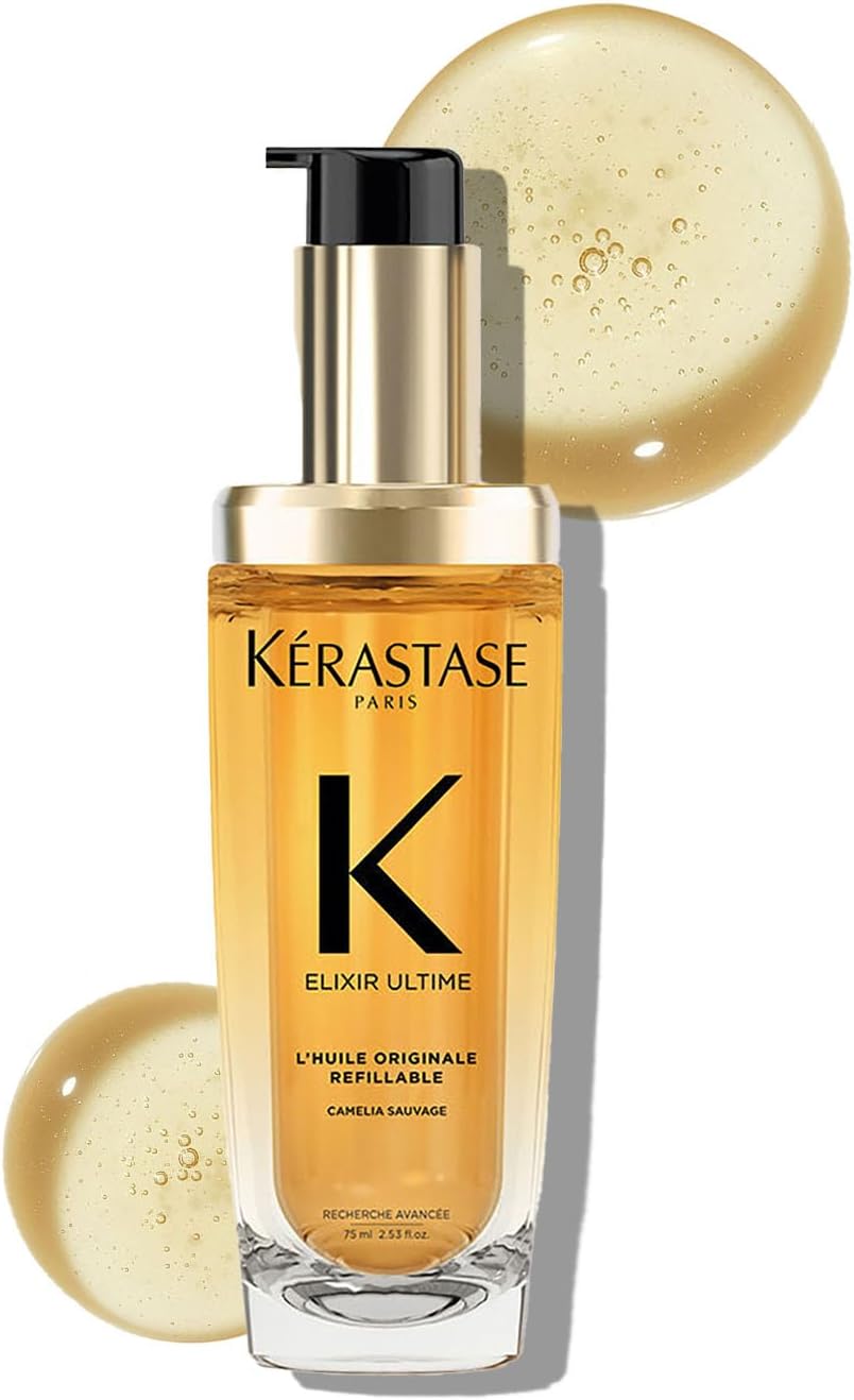 Kérastase Elixir Ultime Hair Oil, For Dull, All Hair Types, Strengthens, Nourishes and Protects From Heat, With Argan and Camellia Oil, L'Huile Originale, 75ml