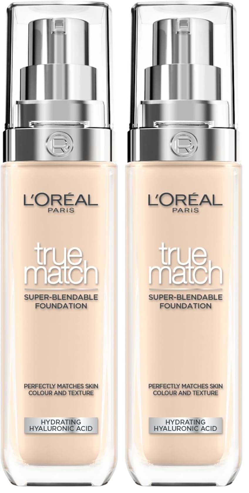 L'Oréal Paris Foundation for Face, Skincare Infused with Hyaluronic Acid, True Match Hydrating Liquid Foundation for All Skin Tones, 3N Creamy Beige, 30ml