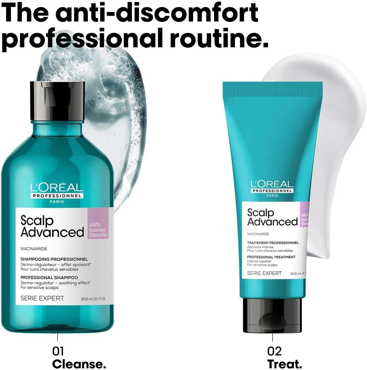 L’Oréal Professionnel Scalp Advanced Anti-Discomfort Treatment | Salon Grade Treatment For Sensitive Scalps | Enriched with Niacinamide | 200 ml