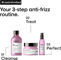 L’Oréal Professionnel Liss Unlimited Shampoo | Salon Grade Long-Lasting Frizz & Humidity Protection With Moisture | For Frizzy & Textured Hair Types, With Prokeratin | 250ml