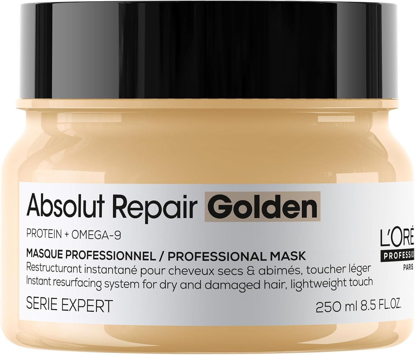 L’Oréal Professionnel Absolut Repair Golden Mask | Salon Grade Damage Repair & Provides Shine | With Quinoa & Proteins | For Fine to Medium, Dry, & Damaged Hair | 250ml