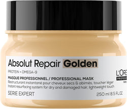 L’Oréal Professionnel Absolut Repair Golden Mask | Salon Grade Damage Repair & Provides Shine | With Quinoa & Proteins | For Fine to Medium, Dry, & Damaged Hair | 250ml