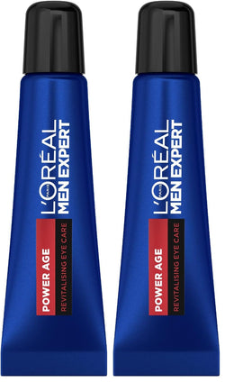 L'Oreal Paris Men Expert Power Age Revitalising Eye Cream 15ml, with Hyaluronic Acid, Smoothes Contour to Visibly Reduce Wrinkles, Dark Circles & Eye Bags