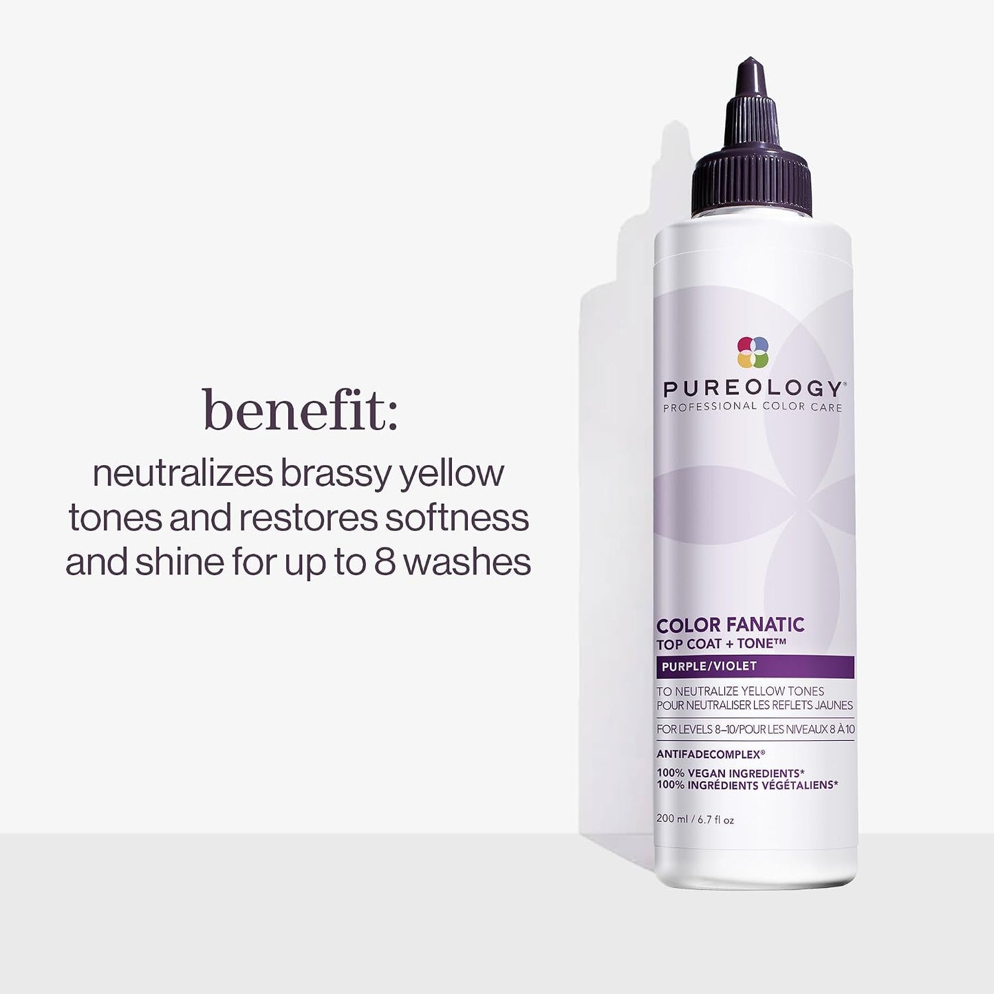 Pureology Color Fanatic Top Coat + Tone - Maintains Hair Color Treatment, Adds Vibrancy to Natural Hair Color, Smooths & Adds Shine | 200 ml