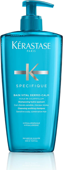 Kérastase Shampoo for Sensitive Scalp, Clarifying Hair Bath to Relieve Itching, Bain Vital Dermo-Calm, Spécifique 500 ml