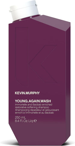 KEVIN.MURPHY YOUNG.AGAIN.WASH Moisturising Shampoo - For Ageing, Dry & Damaged Hair - Sulphate Free Luxury Hair Repair with Amino Acids, Baobab & Lotus Flower Extract - 250 mL