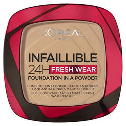 L'Oréal Paris Powder Foundation, Full Coverage, Mattifying, Heat and Humidity proof, Sweat-proof, Infallible, True Beige, 1g