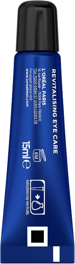 L'Oreal Paris Men Expert Power Age Revitalising Eye Cream 15ml, with Hyaluronic Acid, Smoothes Contour to Visibly Reduce Wrinkles, Dark Circles & Eye Bags
