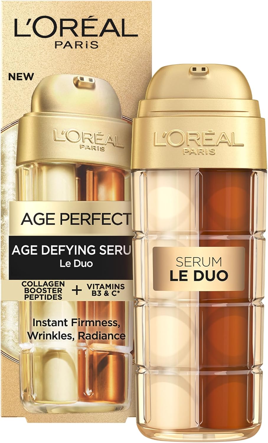 L'Oreal Paris Age Perfect Age Defying Le Duo Serum 30ml, with Collagen Booster Peptides, Vitamins B3 & Cg, for Instant Firmness, Visibly Reduced Wrinkles & Radiant Skin