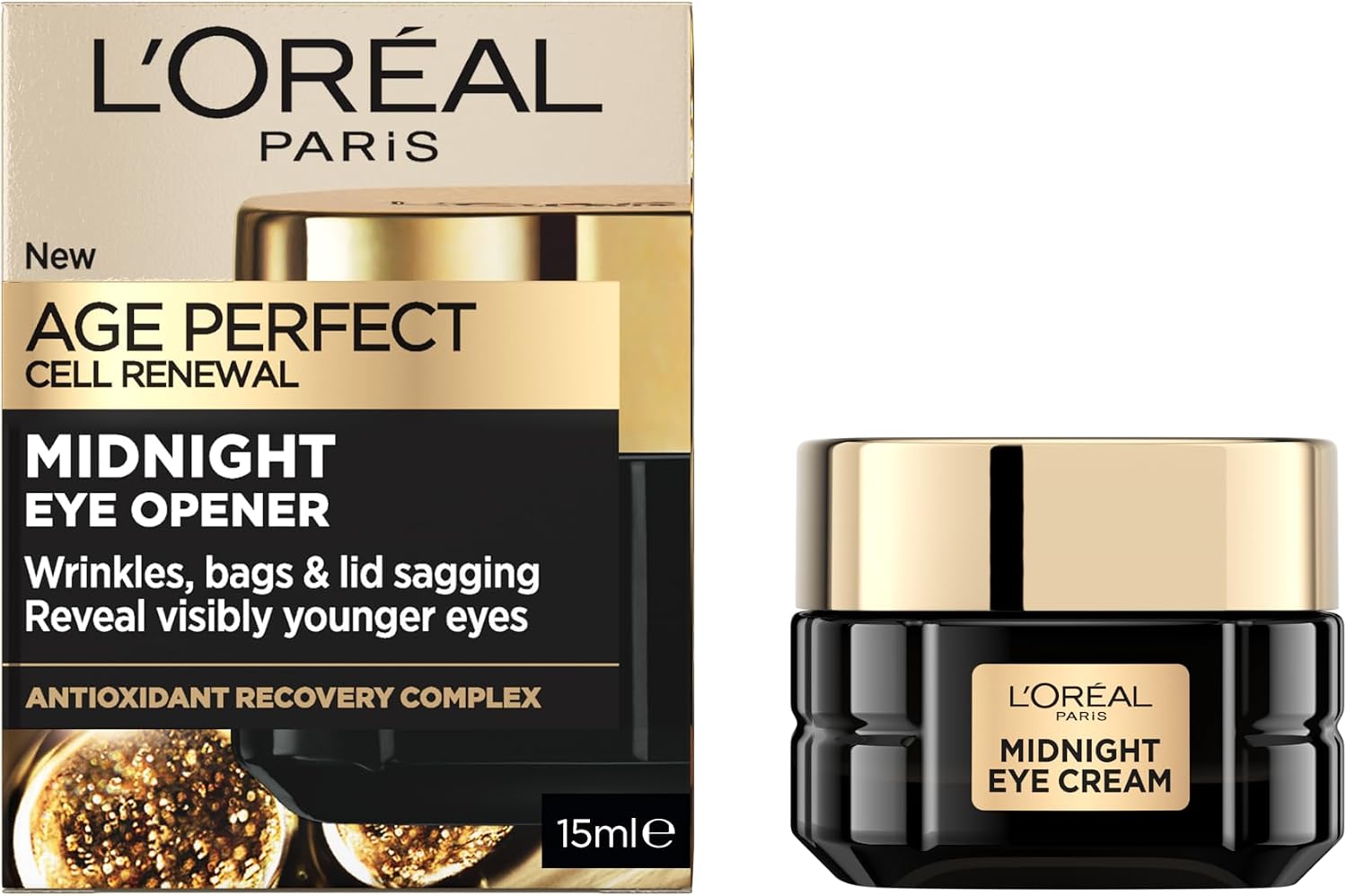 L'Oréal Paris Age Perfect Cell Renewal, Midnight Eye Opener Cream, For Mature Skin, 15ML