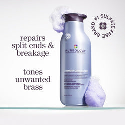Pureology Strength Cure Blonde Purple Shampoo - For Blonde & Lightened Color-Treated Hair, Tones & Fortifies Brassy Hair, Sulfate-Free & Vegan | 266ml