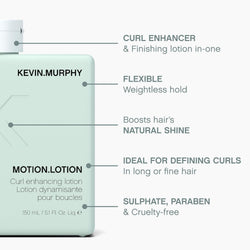 KEVIN.MURPHY MOTION.LOTION Curl Enhancing Lotion - For Long, Fine or Wavy Hair/Frizz Control Hair Product - Curl Defining Cream with Sesame & Bergamot Oils - 150 mL
