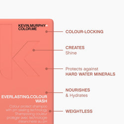 KEVIN.MURPHY EVERLASTING.COLOUR WASH Suplhate-Free, Colour Protect Shampoo - For Coloured Hair - Professional Salon Shampoo with pH Balanced Formula & Shine-Enhancing Properties - 250 mL