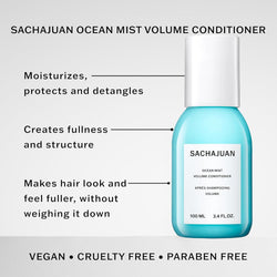 SACHAJUAN Ocean Mist Volume Conditioner, Creates Volume, Structure & Strength, Natural Vegetable Proteins, 3.4 fl oz