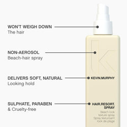 KEVIN.MURPHY HAIR.RESORT.SPRAY Beach Waves Texturising Hair Spray - For Fine & Long Hair - Sulphate-Free, Lightweight & Volumising Styling Spray with Hydrolysed Silk, Wheat Amino Acids & Citrus Oils - 150 mL