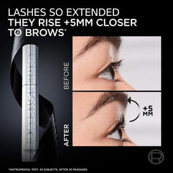L'Oréal Paris Telescopic Extensionist Mascara, Extends lashes +5mm closer to brows*, Lash extension-like length, Clump-free formula, Washable, Black
