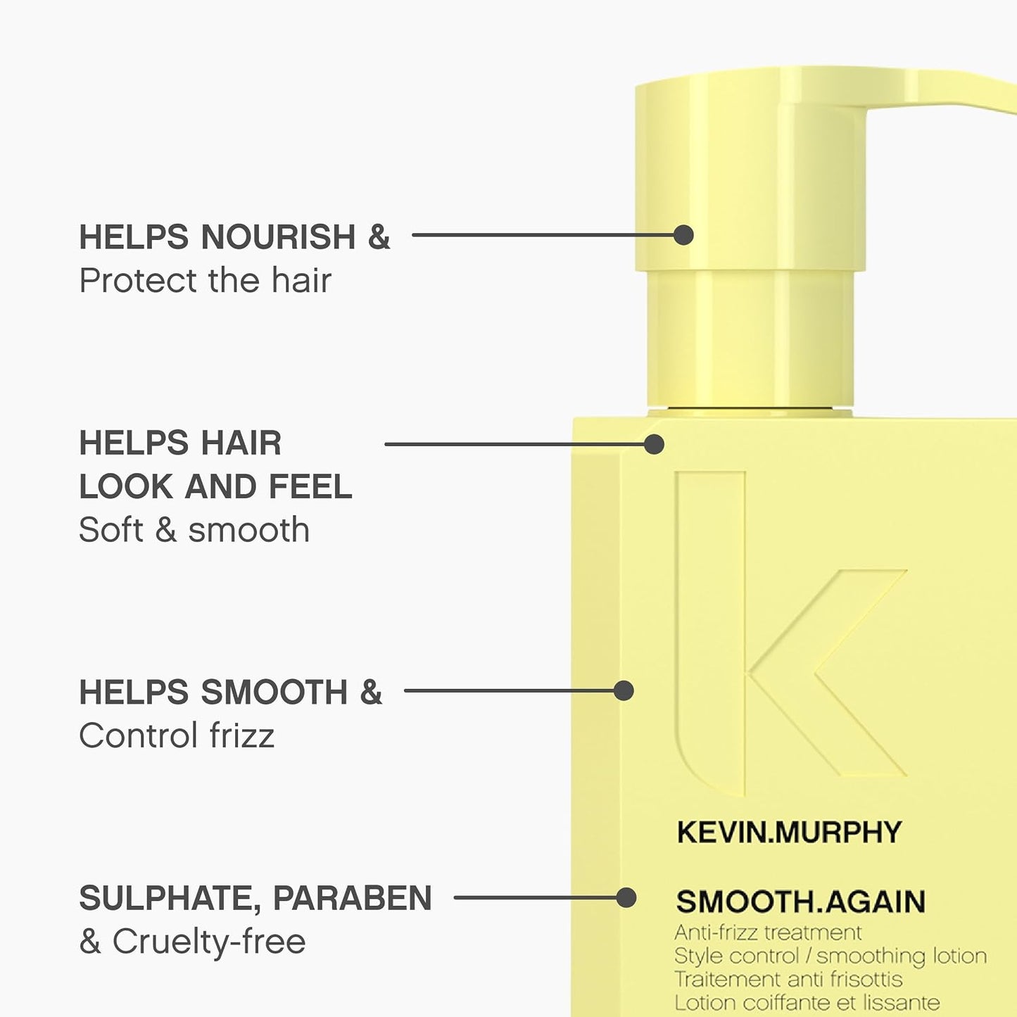 KEVIN.MURPHY SMOOTH.AGAIN Leave In Hair Conditioner - For Thick, Coarse, Frizzy Hair - Anti Frizz Hair Smoothing Treatment with Immortelle & Baobab - 200 mL