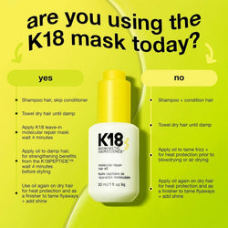K18 Molecular Repair Hair Oil, 30ml - Lightweight, Silicone Free, Controls Frizz, Boosts Shine, Heat Protection with Avocado Oil - For All Hair Types