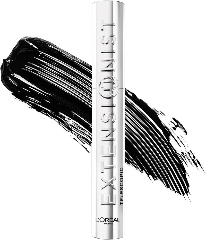L'Oréal Paris Telescopic Extensionist Mascara, Extends lashes +5mm closer to brows*, Lash extension-like length, Clump-free formula, Washable, Black