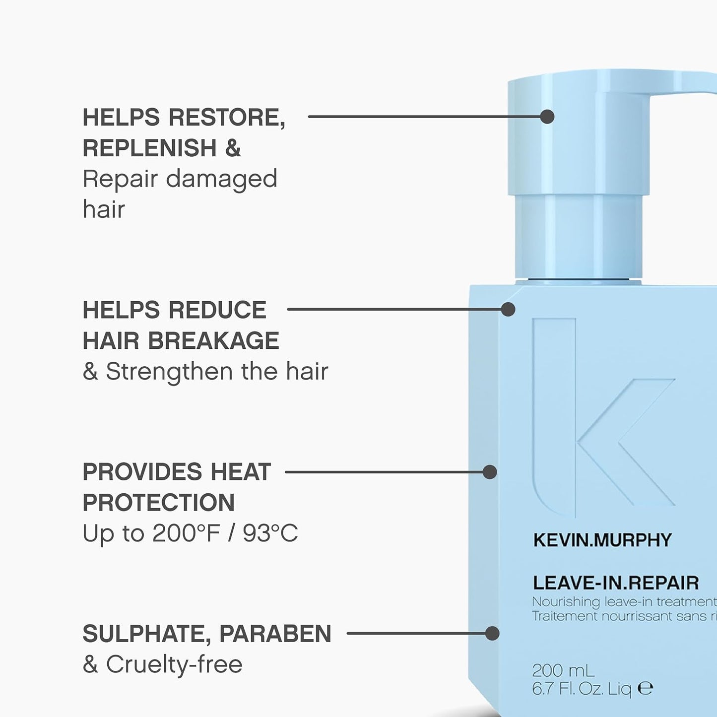 KEVIN.MURPHY LEAVE-IN.REPAIR Keratin Hair Treatment - For Damaged Hair Repair & All Hair Types - Hair Repair Leave In Conditioner & Heat Protectant with Protein - 200 mL