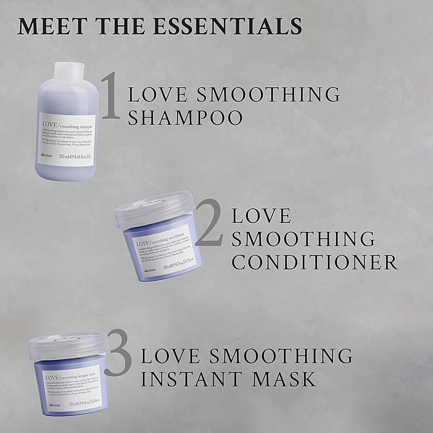 Davines LOVE Smoothing Instant Mask, Anti-Frizz Action for Sleek and Smooth Results, 8.45 fl. oz.