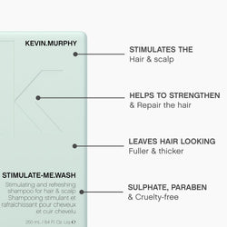 KEVIN.MURPHY STIMULATE-ME.WASH Thickening Clarifying Shampoo - For Thinning or Weak Hair & Scalp Cleansing - Sulphate-Free Formula With Camphor, Bergamot & Black Pepper - 250 mL